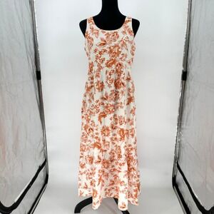 J. Jill Orange Floral Linen Blend Maxi Dress Smocked Sleeveless
Women's S Summer
